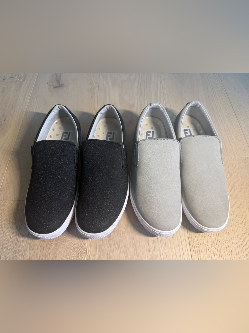 FootJoy Slip-On Golf Shoes in Black and Light Gray